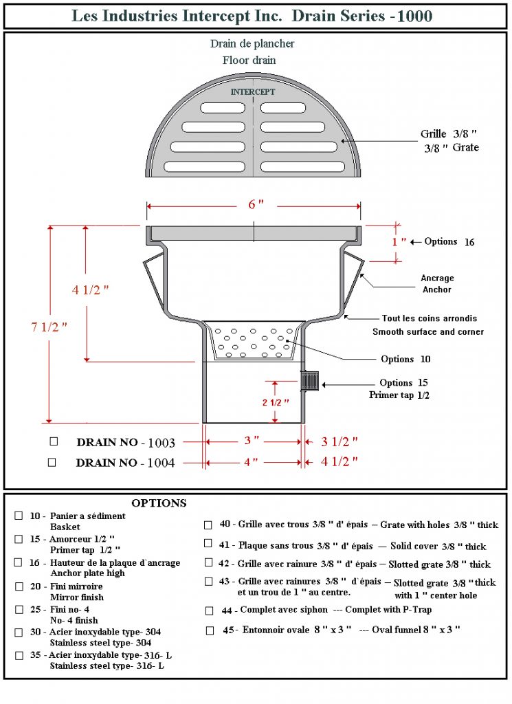Floor drain 1000 Les Industries Intercept inc